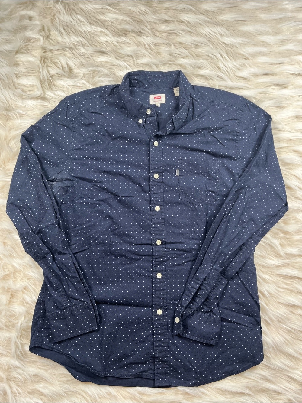 Levis Western Shirt Men's L Blue with Dots